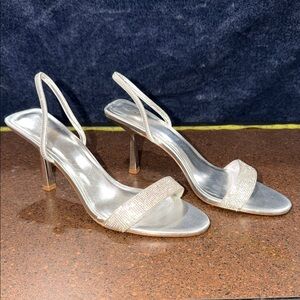 Aldo Silver Women's Slingback Rhinestone Heeled Sandals